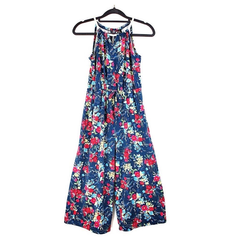Girls Juniors Lilt Floral Jumper With Rope Straps, Navy, Red, Pink, Blue, Size 7